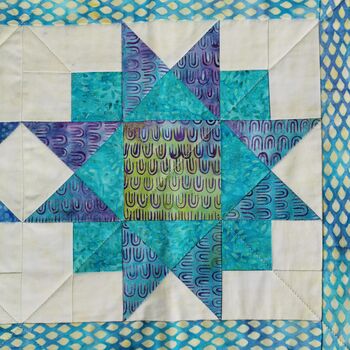 Table Runner With Star Patchwork In Blues And Greens, 3 of 10