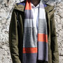 Personalised Men's Houndstooth Orange Stripe Scarf, thumbnail 4 of 9