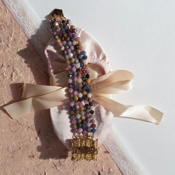 Multicolour Ruby Gemstone Five Row Bracelet, 3 of 4