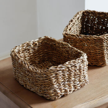 Small Rectangular Seagrass Storage Basket, 2 of 3