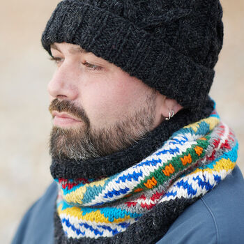 Fair Trade Fair Isle Neckwarmer Lined Repurposed Wool, 5 of 7