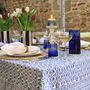 Azure Blue And White Block Printed Tablecloth, thumbnail 4 of 4
