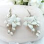 Porcelain Flower And Pearl Drop Earrings, thumbnail 1 of 3