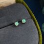 Green Opal Stud Earrings In Sterling Silver, thumbnail 7 of 12