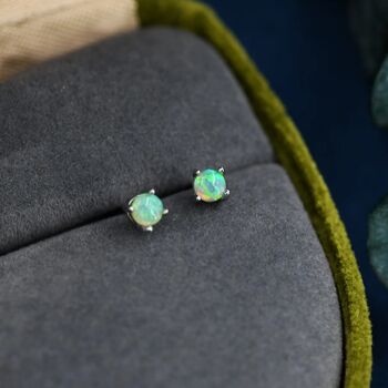 Green Opal Stud Earrings In Sterling Silver, 7 of 12