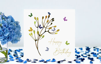 Butterfly Birthday Collection Of Five Flower Bud Cards, 4 of 12