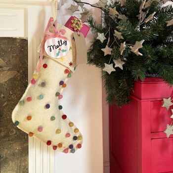 Christmas Stocking Tag Striped With Holly Design, 6 of 10
