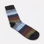 Mens Black, Blue And Khaki Block Stripe Cotton Socks, thumbnail 5 of 7