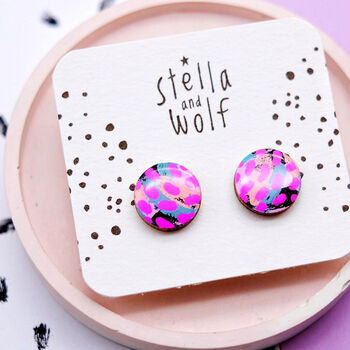 Large Abstract Neon Dash Stud Earrings, 2 of 6