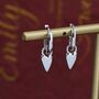 Sterling Silver Dangling Long Heart Hoop Earrings, thumbnail 1 of 12