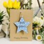 Personalised Godson Wooden Star Keepsake Birthday Card, thumbnail 1 of 2