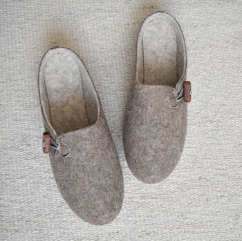Wool Mule Style Slippers With Toggle Oak Brown, 4 of 5