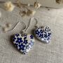 Blue Flower Ceramic Heart Earrings, thumbnail 6 of 10