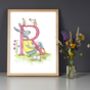 R Is For Rabbit Alphabet Art Print, thumbnail 1 of 12