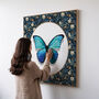 Blue Butterfly On William Morris Inspired Background, thumbnail 1 of 5