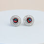 Silver Colour Colourful Crystal Circle Stud Earrings, thumbnail 1 of 3