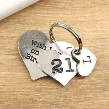 21st Birthday Gift Personalised 2pc Heart Key Ring, 12 of 12