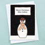 'Christmas Snowman' Personalised Christmas Card, thumbnail 3 of 3