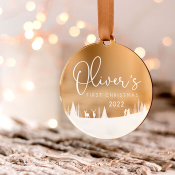 Gold Personalised Baby's 1st Christmas Tree Ornament, 4 of 7