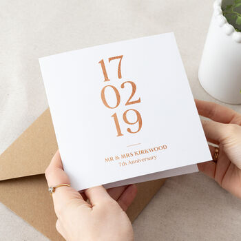 Special Date Foiled Copper Anniversary Card, 2 of 2