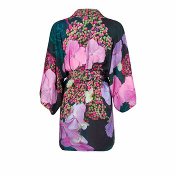 Hydrangea Viscose Kimono Mini Robe With Art Print, 2 of 5