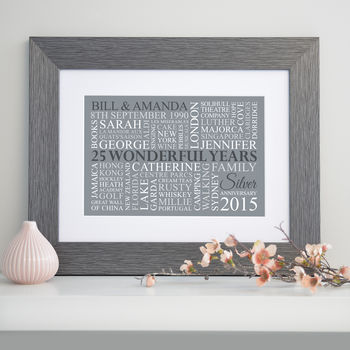 Personalised Silver Anniversary Word Art, 3 of 11