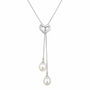 Sterling Silver Heart And Pearl Lariat Necklace, thumbnail 2 of 5