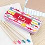 Personalised Girl's Patterned Pink Pencil Case Tin, thumbnail 3 of 11