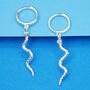 Unisex Snake Huggie Hoop Charm Earrings, thumbnail 2 of 5