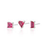 Silver Fuchsia Set Of Three Stud Earrings, thumbnail 1 of 4