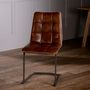 Italian Leather Metal Leg Chair Brown Or Grey, thumbnail 1 of 9