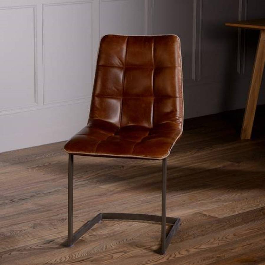 original_vintage leather buttoned dining chair