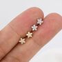 Tiny Cz Flower Stud Earrings In Sterling Silver, thumbnail 7 of 12