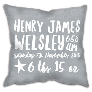 Personalised Baby Birth Details Cushion, 4 of 5
