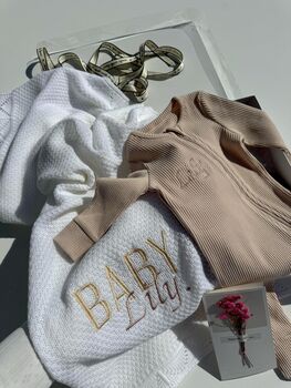Personalised Blanket + Zip Romper Baby Gift Set For Newborn, 7 of 10