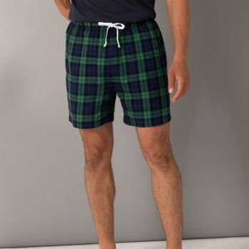 Men Cotton Flannel Tartan Lounge Shorts, 2 of 5