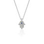 Hamsa Hand Necklace Sterling Silver With Blue Stone, thumbnail 6 of 7