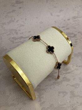 Rose Gold Black Clover Bracelet, 6 of 6