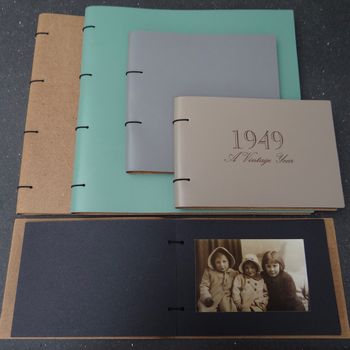 Personalised 'Vintage Year' Leather Memory Book Album, 5 of 8