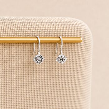 Tiny Sterling Silver Cubic Zirconia Drop Earrings, 4 of 12