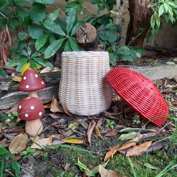 Mushroom Basket With Red Hand Dyed Lid, 2 of 5