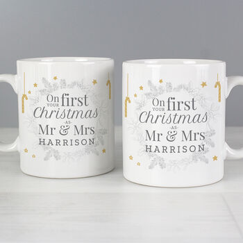 Personalised 'On Your First Christmas' Set Of Two Mugs, 6 of 6
