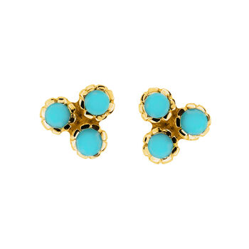 Threeni Turquoise Stud Earrings Silver Or Gold Plated, 5 of 11
