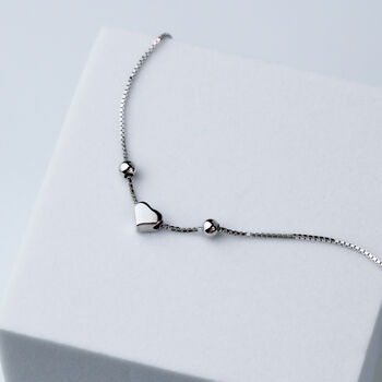Sterling Silver Tiny Heart Bead Bracelet, 2 of 5