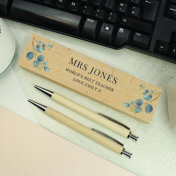 Personalised Botanical Wooden Pen And Pencil Set, 4 of 8