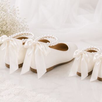 Personalised Childrens White Pearl Pumps, 4 of 6