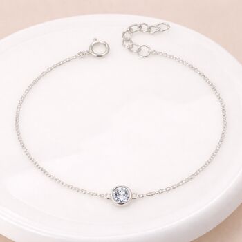 Personalised Sterling Silver April Birthstone Cubic Zirconia Bracelet, 2 of 11