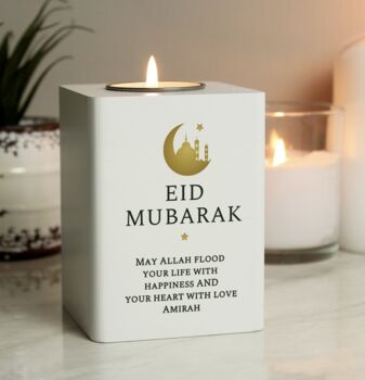 Personalised Eid And Ramadan Wooden Tea Light Holder, 3 of 3