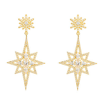 Northern Star Burst Drop Earring Plated Sterling Silver, 3 of 9