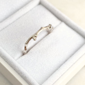 Twig Wedding Ring In 18 Carat Gold With Five Diamonds, 7 of 7